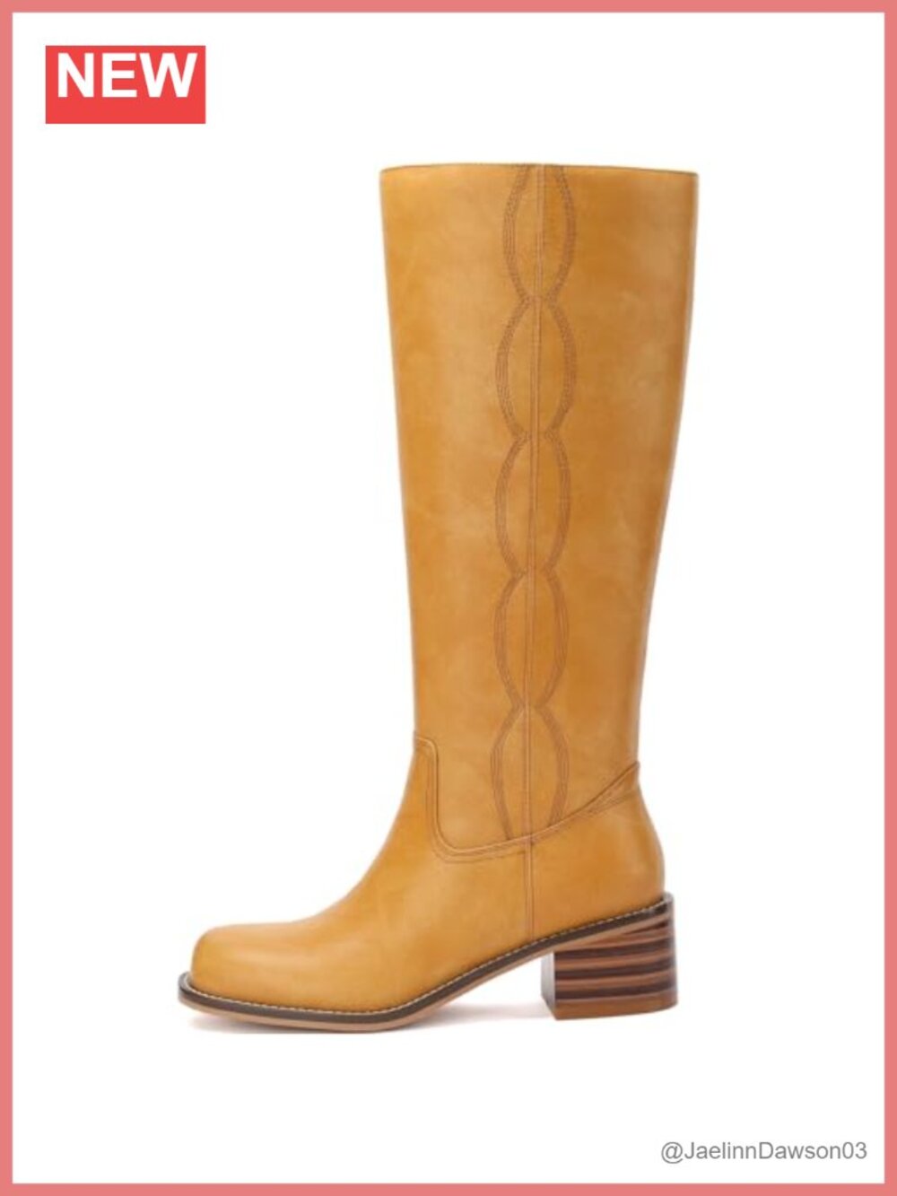 Women's Knee High Square Toe Chunky Block Low Heel PU Tall Riding Boots